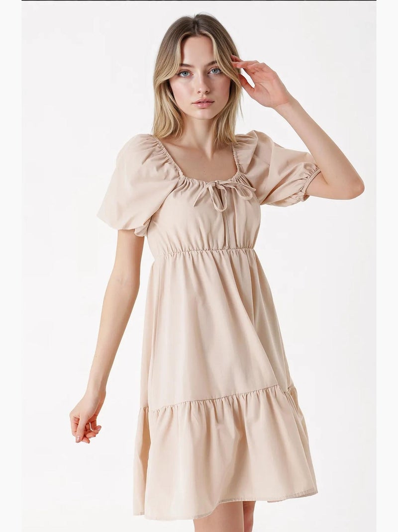 Vestido de popelina acampanado bdart Beige arcilla - Kiabi
