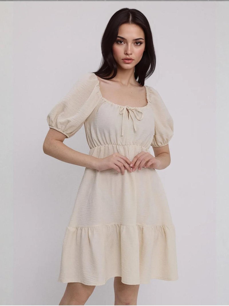 Vestido de popelina acampanado bdart Crema - Kiabi