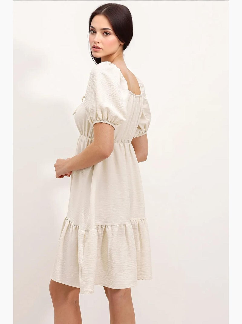 Vestido de popelina acampanado bdart Marfil - Kiabi
