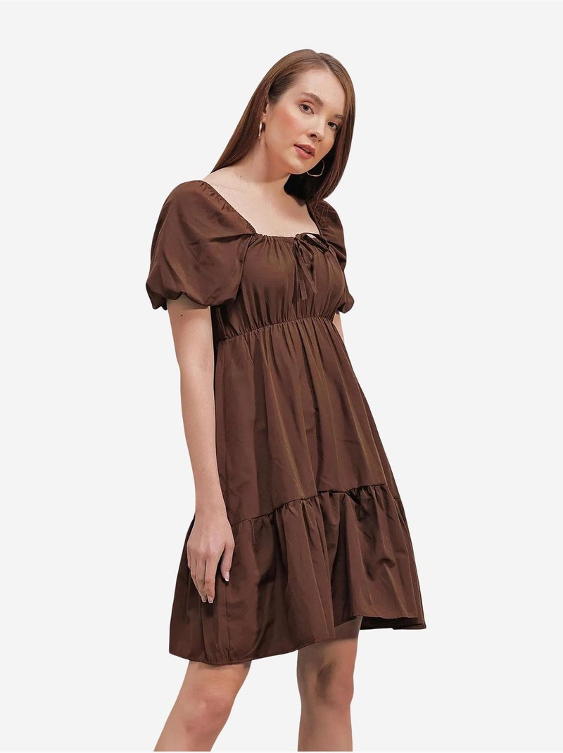 Vestido de popelina acampanado bdart Marrón - Kiabi