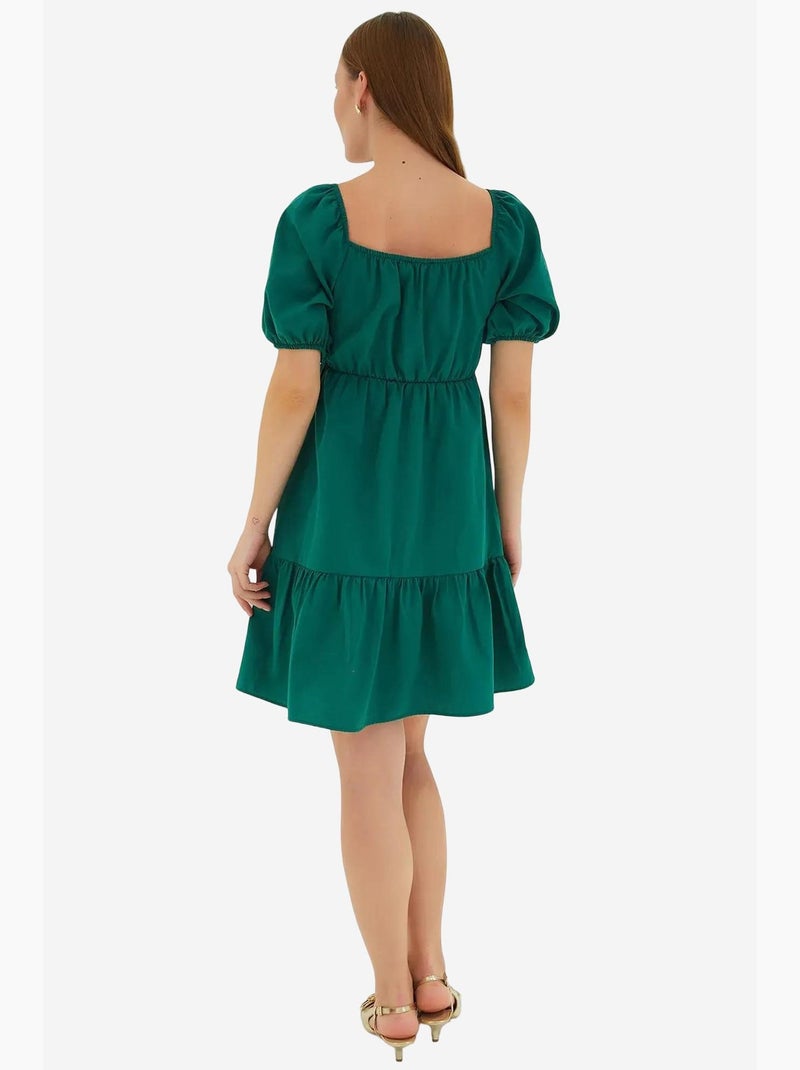 Vestido de popelina acampanado bdart Verde esmeralda - Kiabi