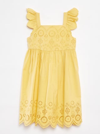 Vestido de popelina con bordado inglés