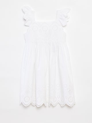 Vestido de popelina con bordado inglés