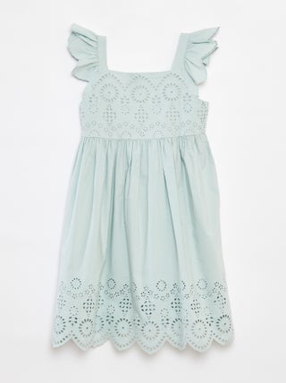 Vestido de popelina con bordado inglés