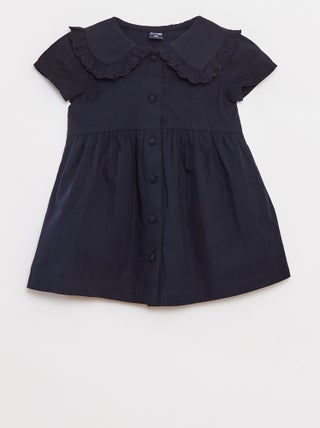 Vestido de popelina con cierre de botones