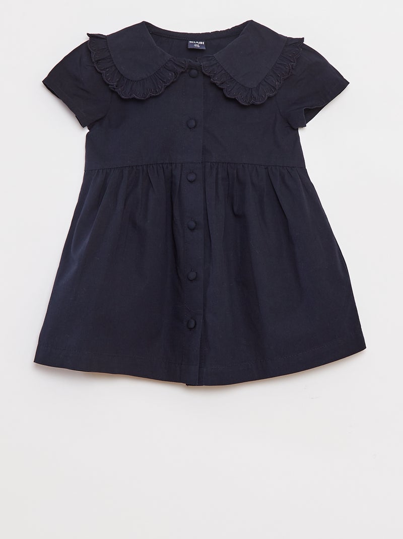 Vestido de popelina con cierre de botones Azul - Kiabi