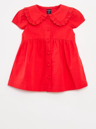 Vestido de popelina con cierre de botones