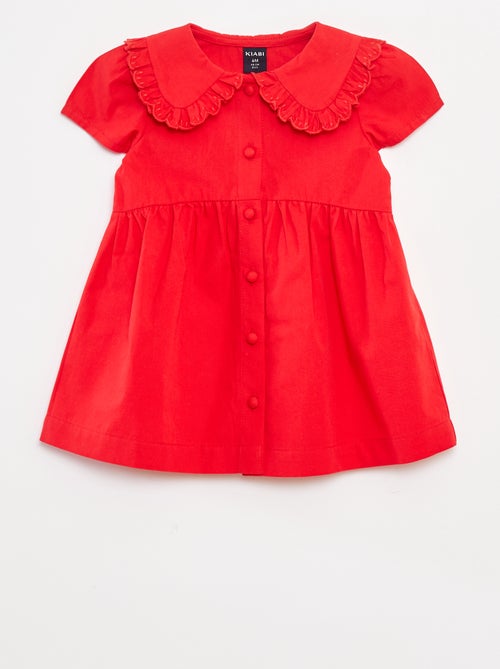 Vestido de popelina con cierre de botones - Kiabi