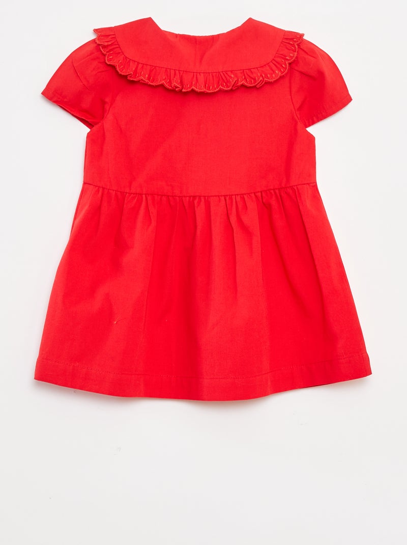 Vestido de popelina con cierre de botones Rojo - Kiabi