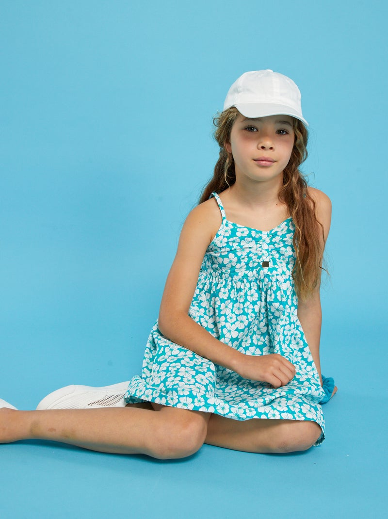 Vestido de popelina con estampado AZUL - Kiabi