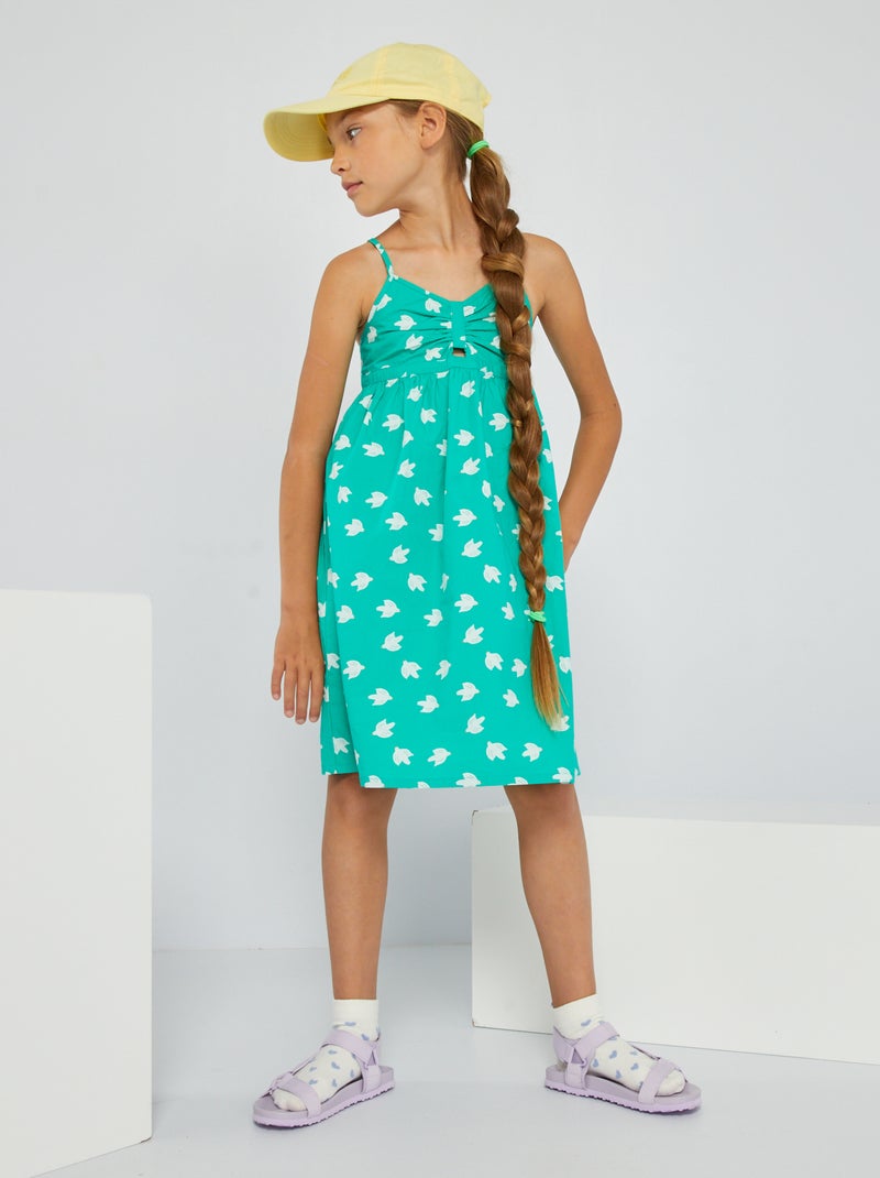 Vestido de popelina con estampado VERDE - Kiabi