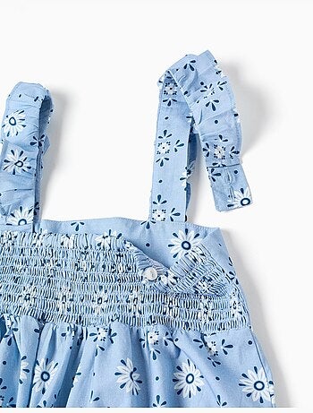 Vestido de popelina sin mangas con estampado floral