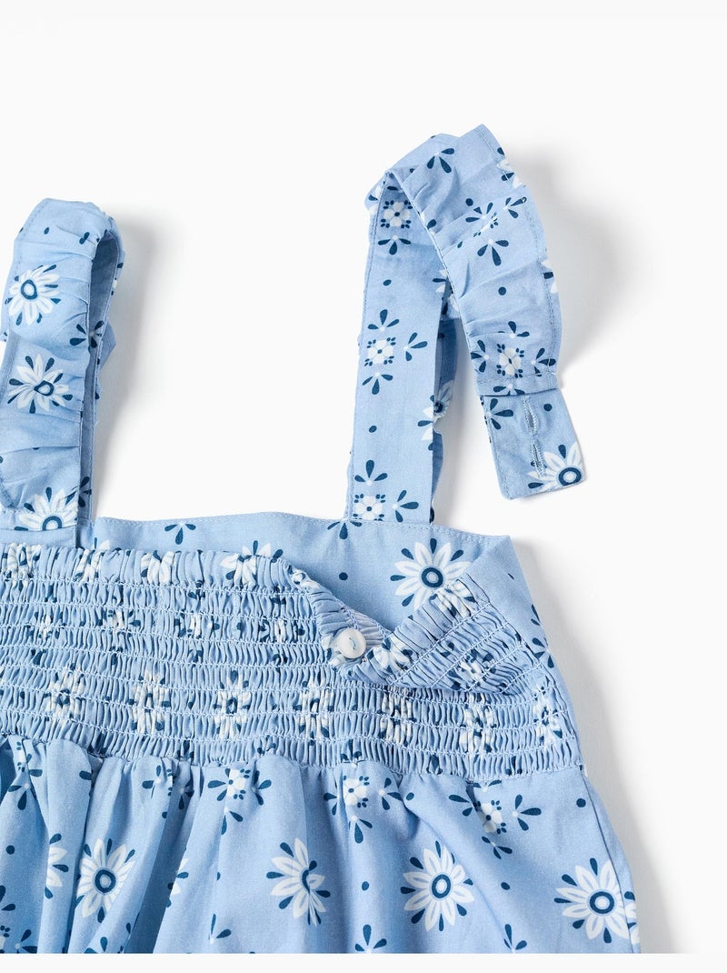 Vestido de popelina sin mangas con estampado floral Azul claro - Kiabi