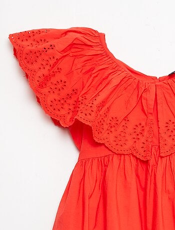 Vestido de propolina con detalles de bordado inglés