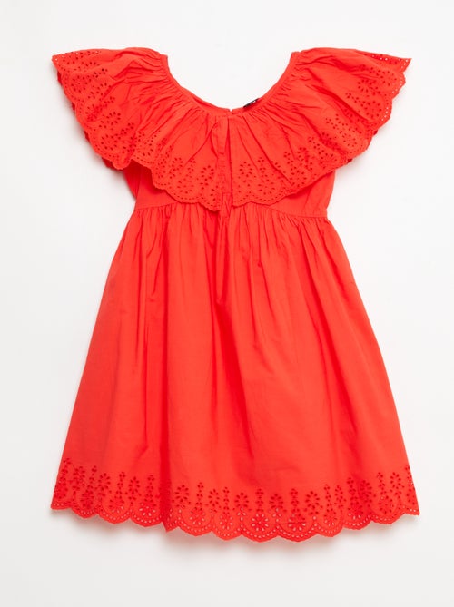 Vestido de propolina con detalles de bordado inglés - Kiabi