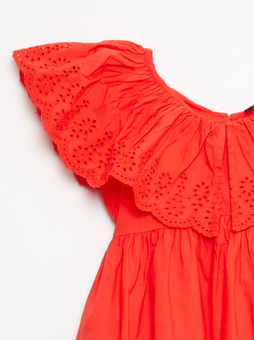 Vestido de propolina con detalles de bordado inglés - Kiabi