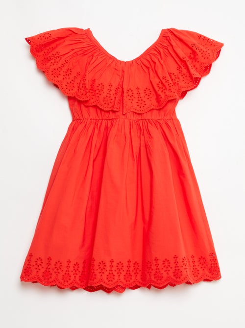 Vestido de propolina con detalles de bordado inglés - Kiabi