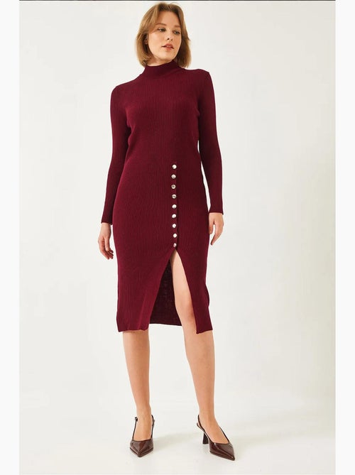 Vestido de punto acanalado con botones lucci - Kiabi