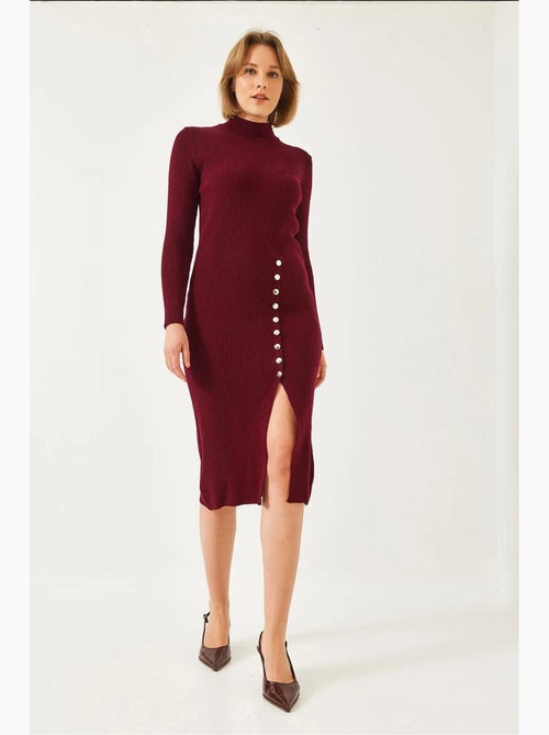 Vestido de punto acanalado con botones lucci - Kiabi