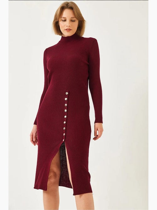 Vestido de punto acanalado con botones lucci - Kiabi