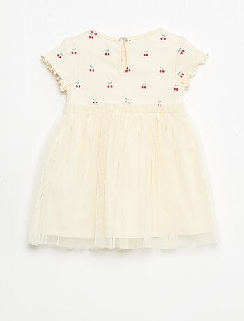 Vestido de punto acanalado y tul