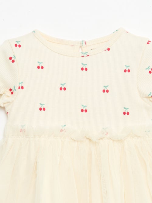 Vestido de punto acanalado y tul - Kiabi