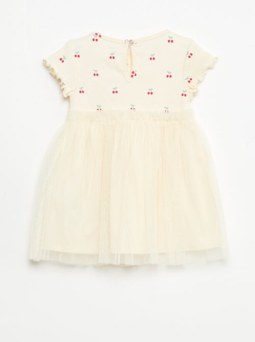 Vestido de punto acanalado y tul - Kiabi