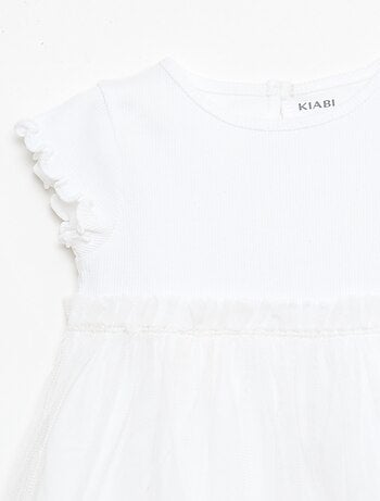 Vestido de punto acanalado y tul