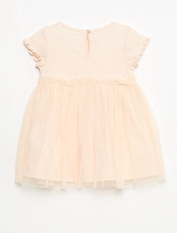 Vestido de punto acanalado y tul