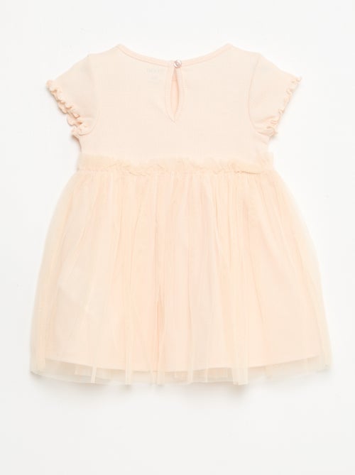 Vestido de punto acanalado y tul - Kiabi