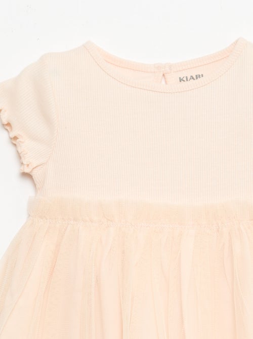 Vestido de punto acanalado y tul - Kiabi