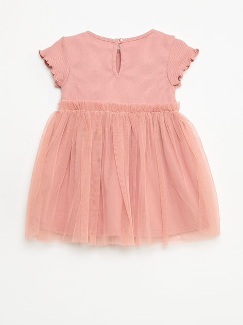 Vestido de punto acanalado y tul - Kiabi