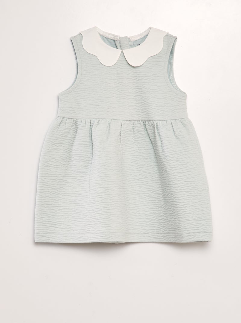 Vestido de punto arrugado con cuello babero AZUL - Kiabi