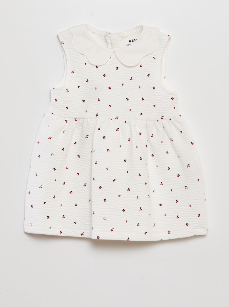 Vestido de punto arrugado con cuello babero BLANCO - Kiabi