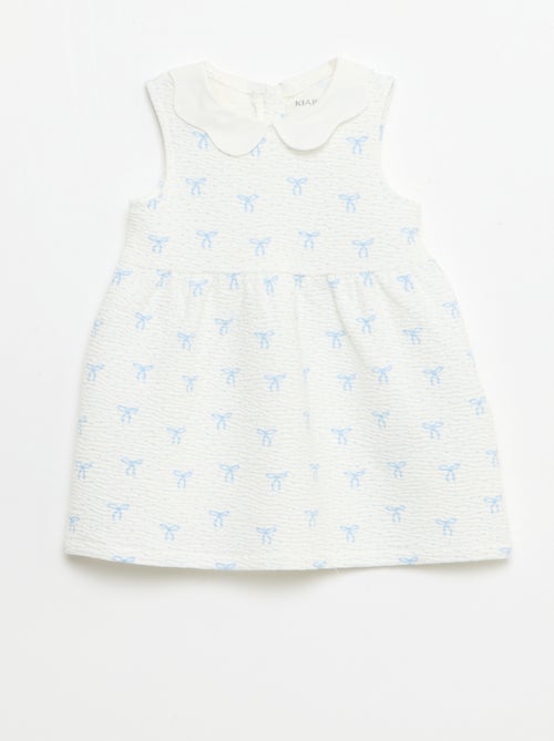Vestido de punto arrugado con cuello de popelín - Kiabi
