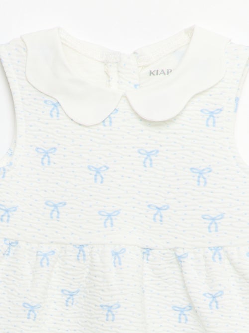 Vestido de punto arrugado con cuello de popelín - Kiabi