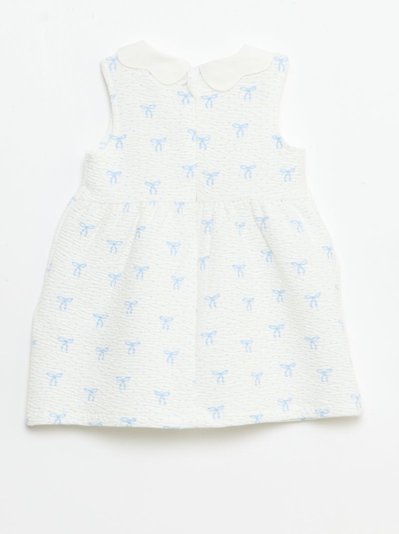 Vestido de punto arrugado con cuello de popelín Blanco - Kiabi