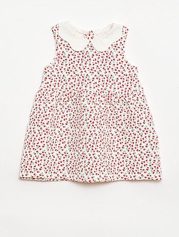 Vestido de punto arrugado con cuello de popelina