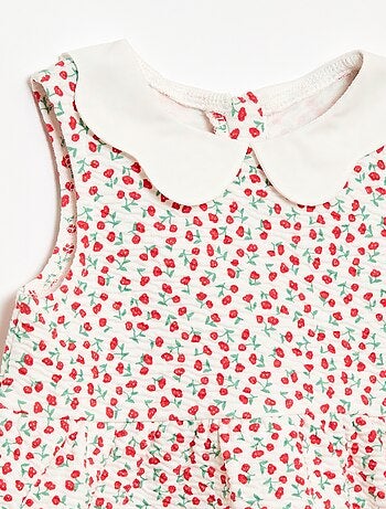 Vestido de punto arrugado con cuello de popelina