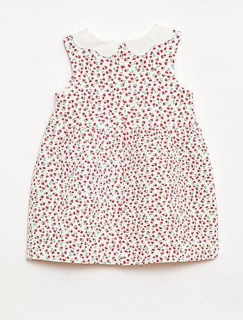 Vestido de punto arrugado con cuello de popelina