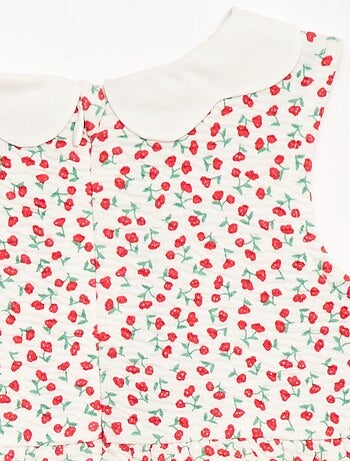 Vestido de punto arrugado con cuello de popelina