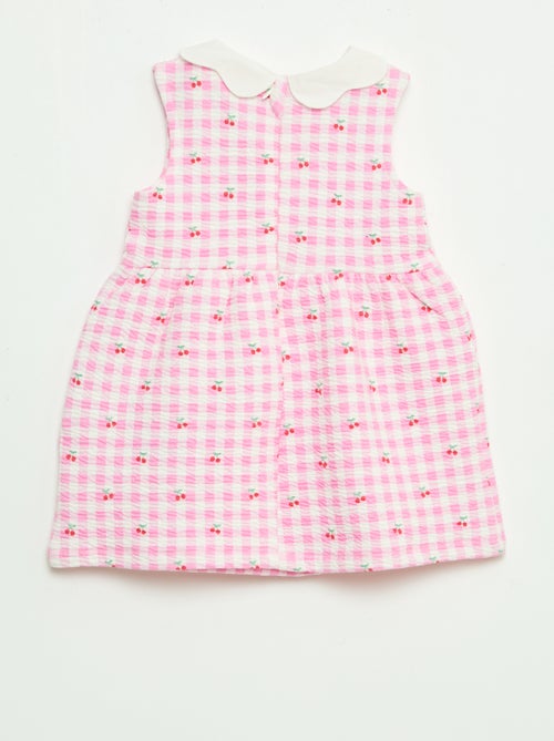 Vestido de punto arrugado con cuello de popelín - Kiabi