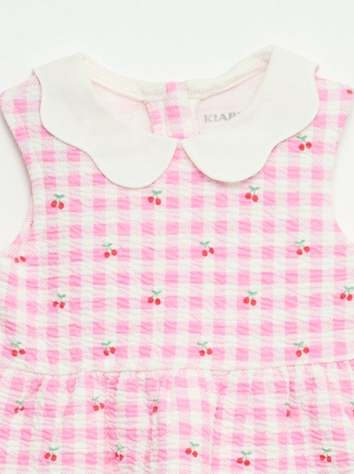 Vestido de punto arrugado con cuello de popelín - Kiabi