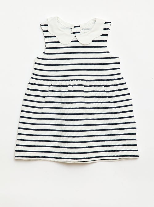 Vestido de punto arrugado con cuello de popelina - Kiabi