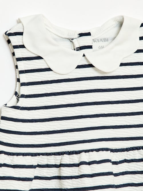 Vestido de punto arrugado con cuello de popelina - Kiabi