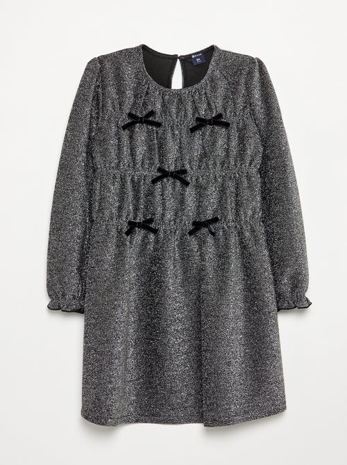 Vestido de punto brillante con lazos de fantasía - Kiabi