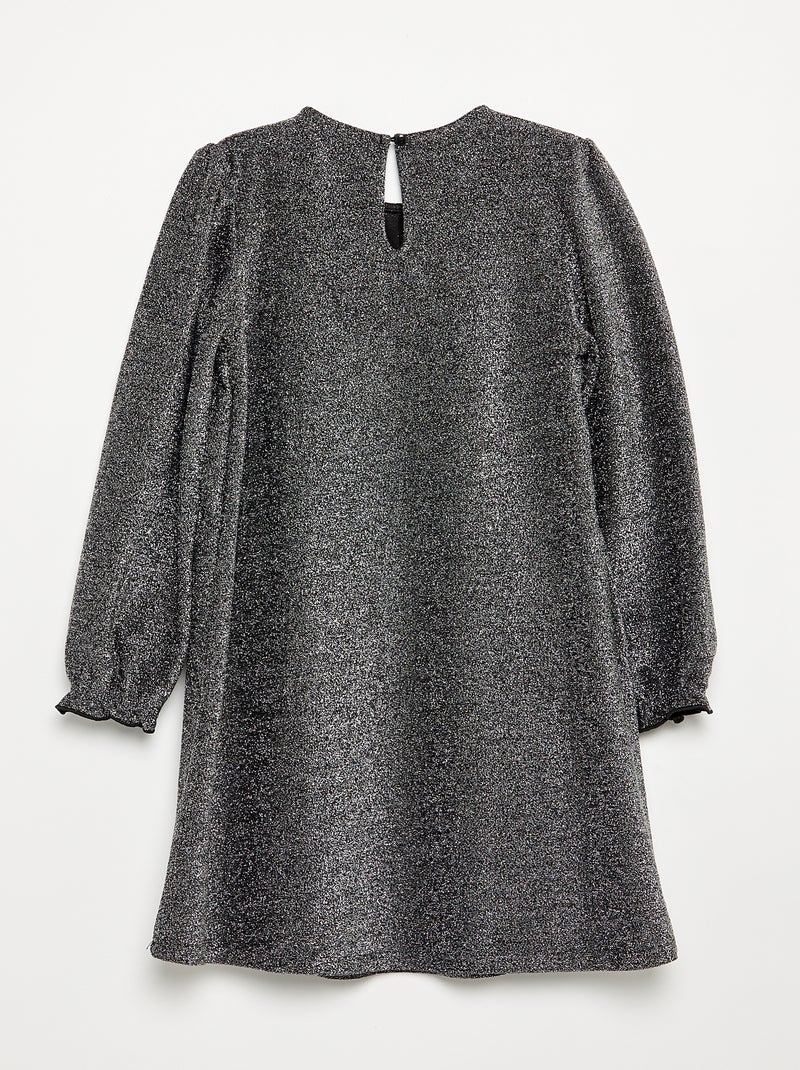 Vestido de punto brillante con lazos de fantasía Gris - Kiabi