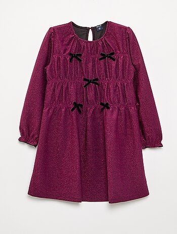 Vestido de punto brillante con lazos de fantasía