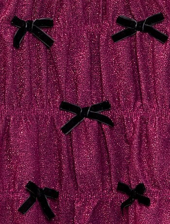 Vestido de punto brillante con lazos de fantasía