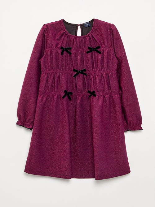 Vestido de punto brillante con lazos de fantasía - Kiabi